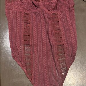 Else Burgundy Lace Bodysuit
